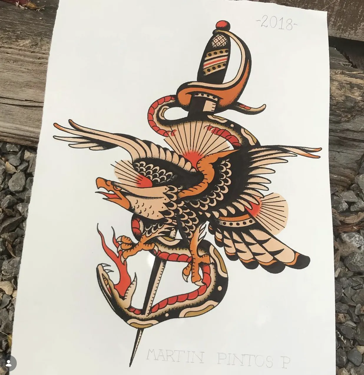 Martin Pintos Old School traditional drawing and tattoo style